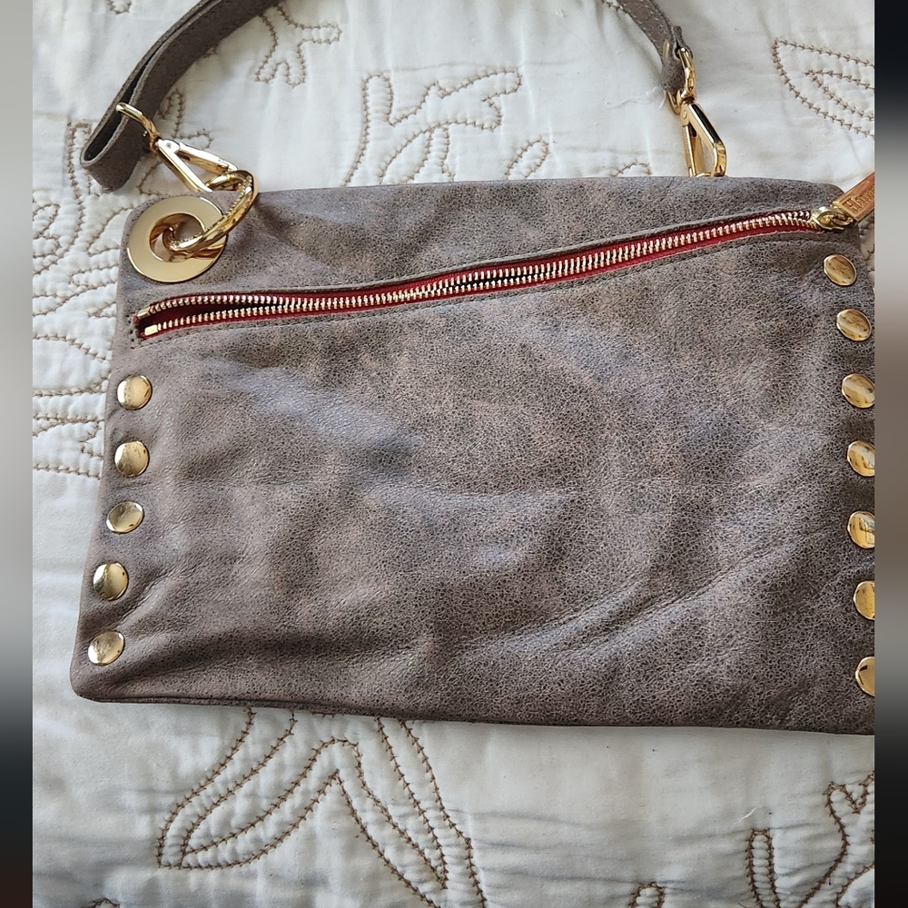 Hammitt Tony Crossbody Pewter Red Diagonal Zipper
